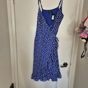 City Chic Blue and White Polka Dot Midi Dress